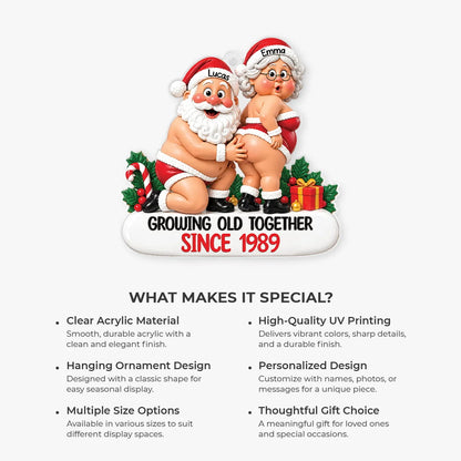 Growing Old Together Personalized Acrylic Ornament for Couples - Funny Christmas Gift for Husband Wife