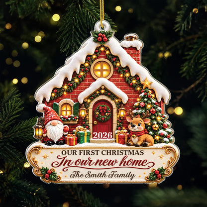 Our First Christmas in Our New Home Personalized Acrylic Ornament - Housewarming Gift for Family & Couples