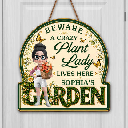Custom Crazy Plant Lady Wood Sign for Mom with personalized design details for meaningful gifting