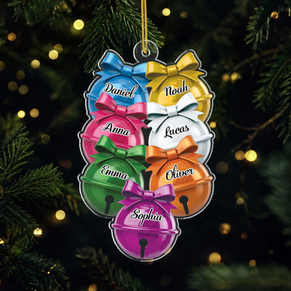 Custom Family Names Jingle Bells Acrylic Ornament - Personalized Christmas Decor Gift