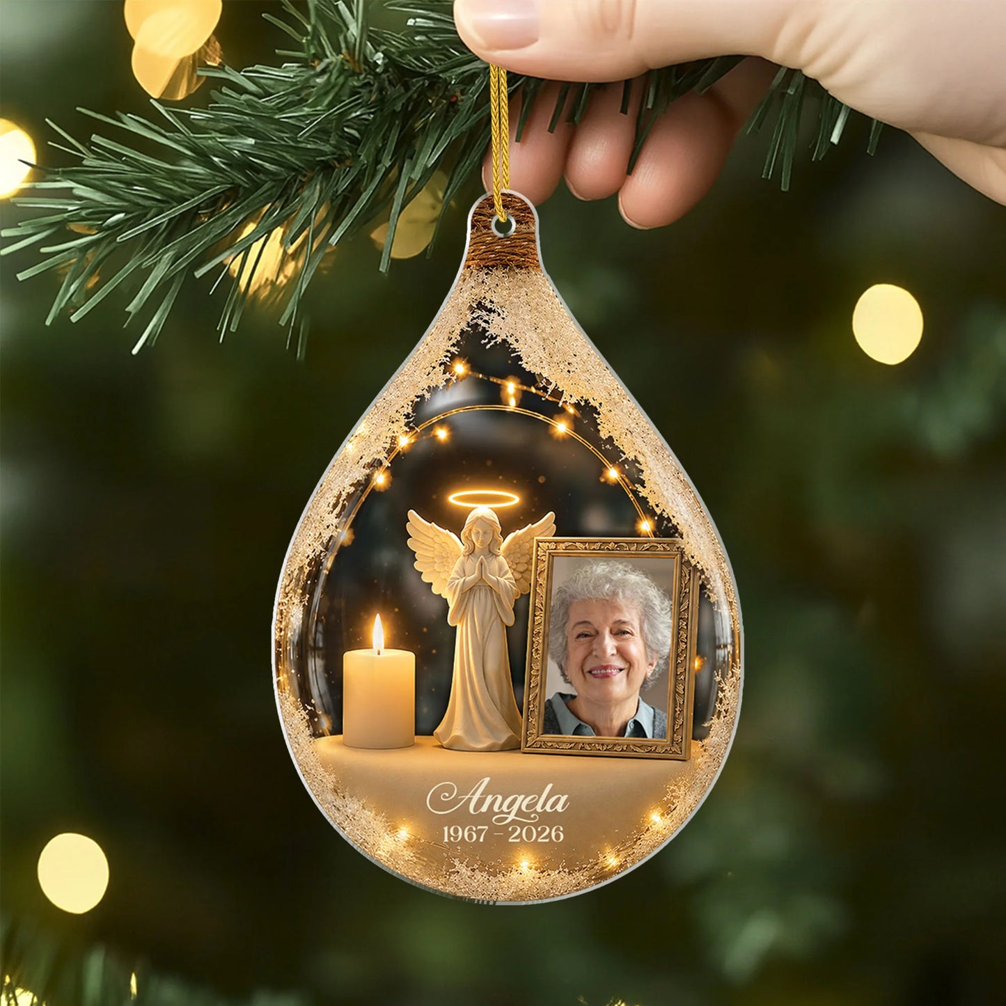 Guardian Angel Photo Memorial Acrylic Ornament - Custom In Loving Memory Remembrance Keepsake Gift