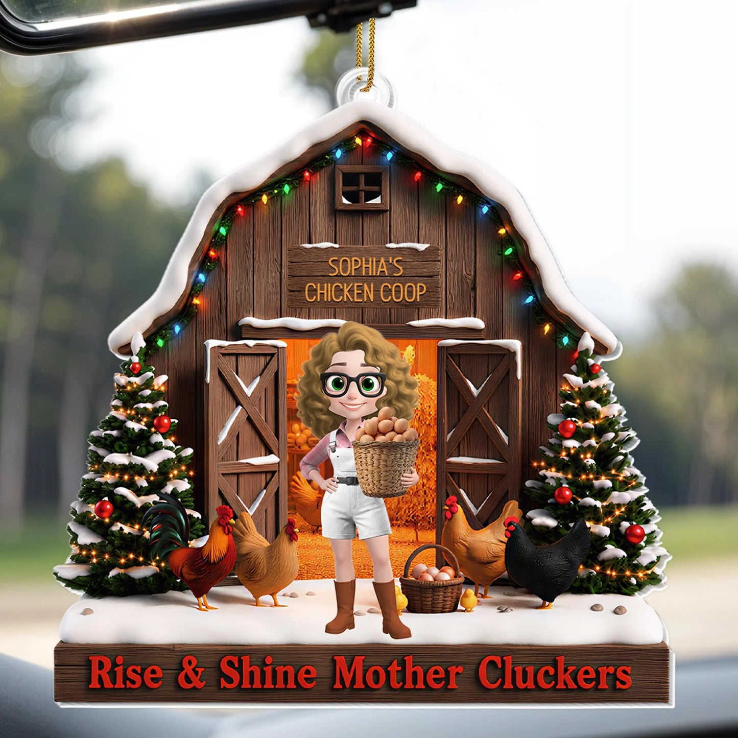 "Rise & Shine Mother Cluckers" Personalized Acrylic Ornament - Custom Christmas Gift for Chicken Lovers