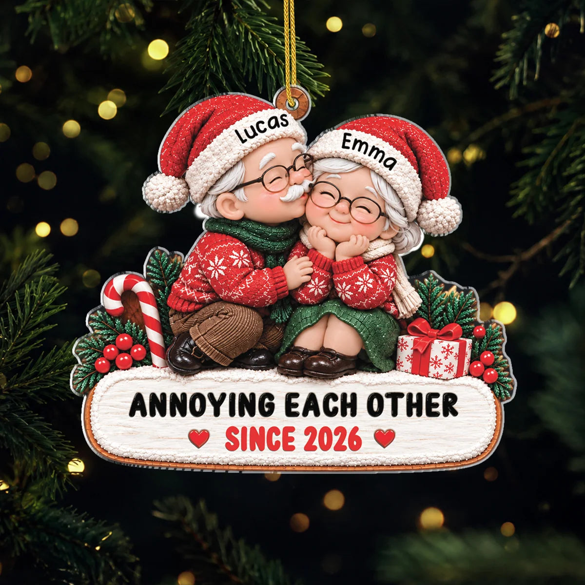 Growing Old Together Personalized Couple Acrylic Ornament - Custom Christmas Keepsake Gift for Husband and Wife