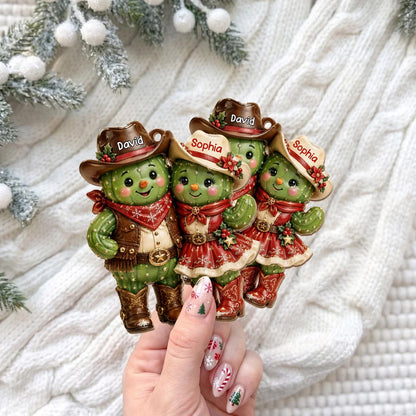 Custom Cactus Couple Wooden Ornament - Personalized Western Keepsake for Couples Christmas Tree