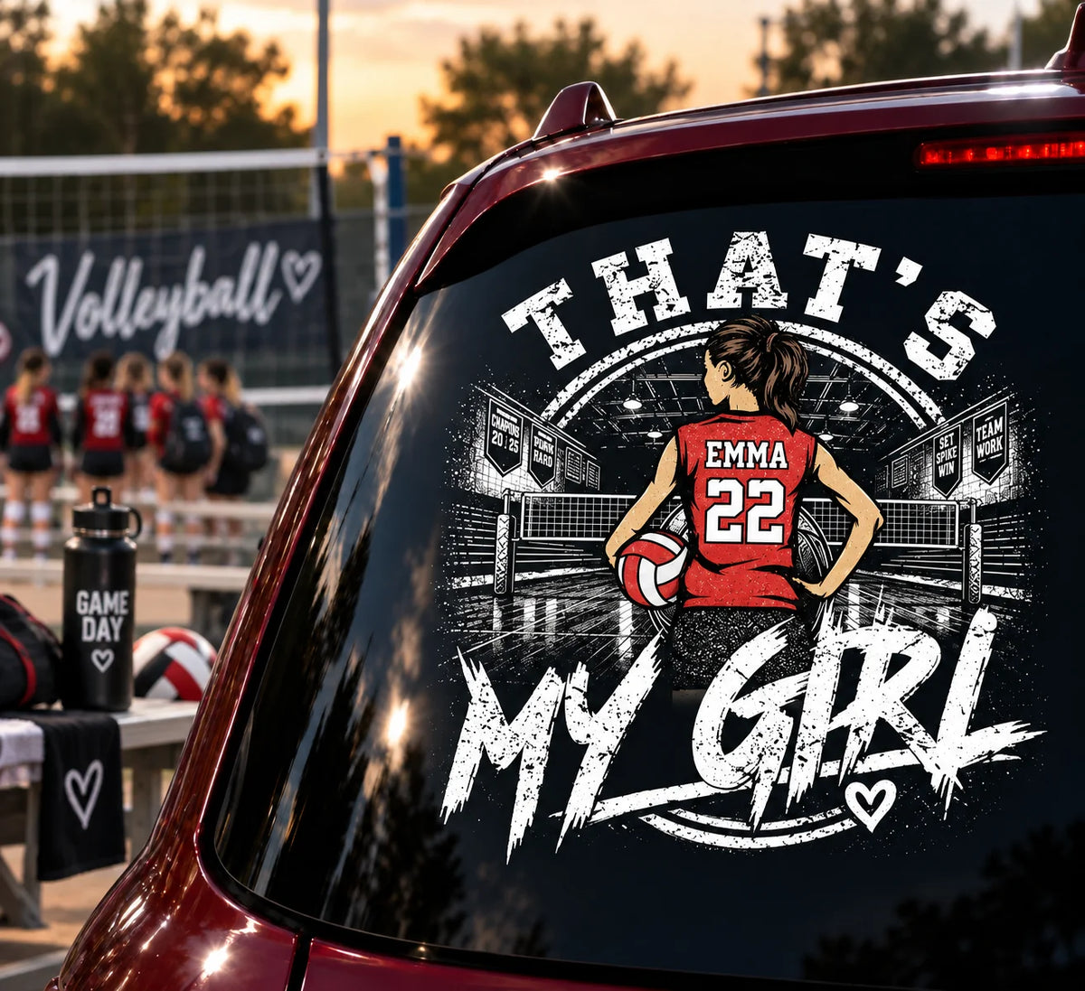 Personalized That's My Girl Car Decal, Custom Volleyball Player Sticker, Gift for Sports Moms and Dads T1807 T24