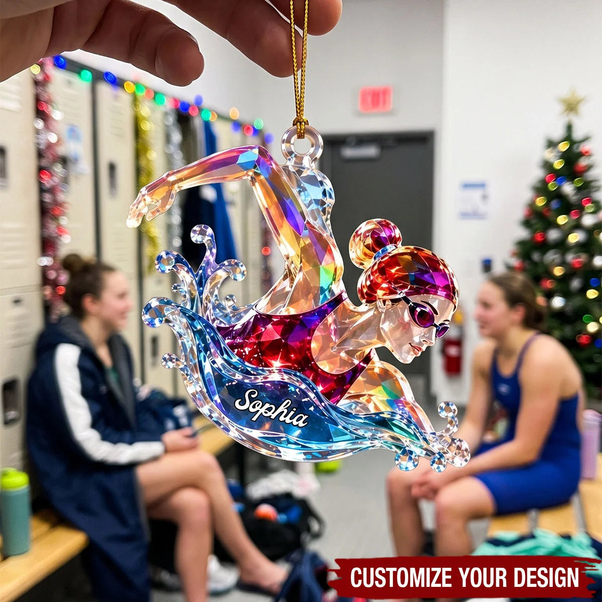 Personalized Swimmer Christmas Ornament - Custom Acrylic Swim Team Keepsake Gift