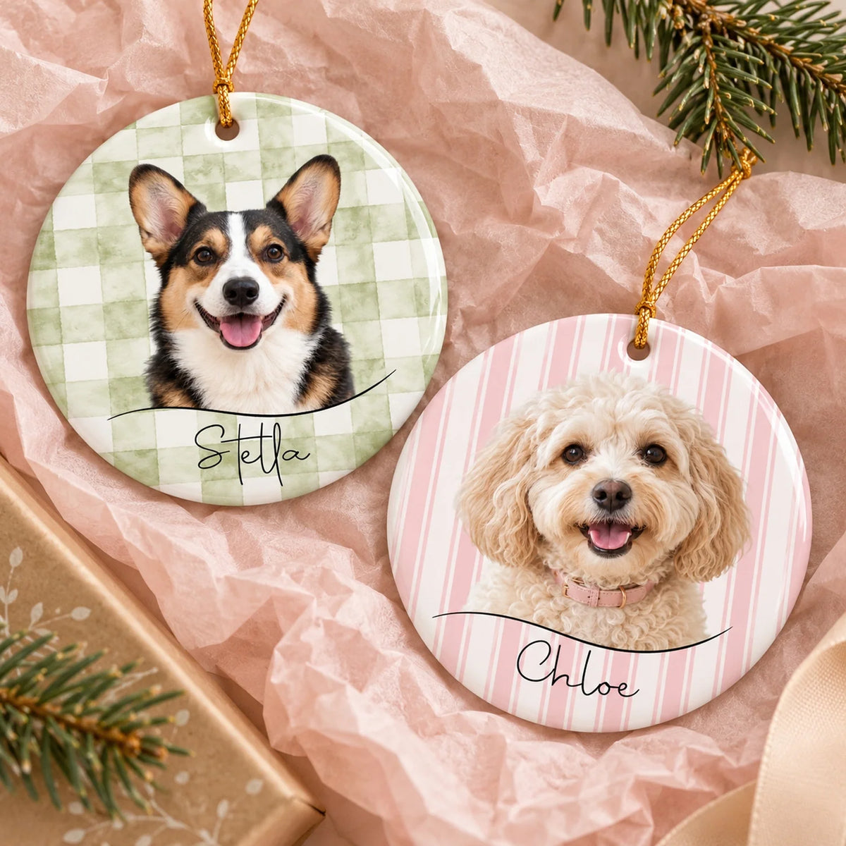 Custom Dog Photo Pattern Ceramic Ornament - Personalized Pet Keepsake Gift for Pet Lovers