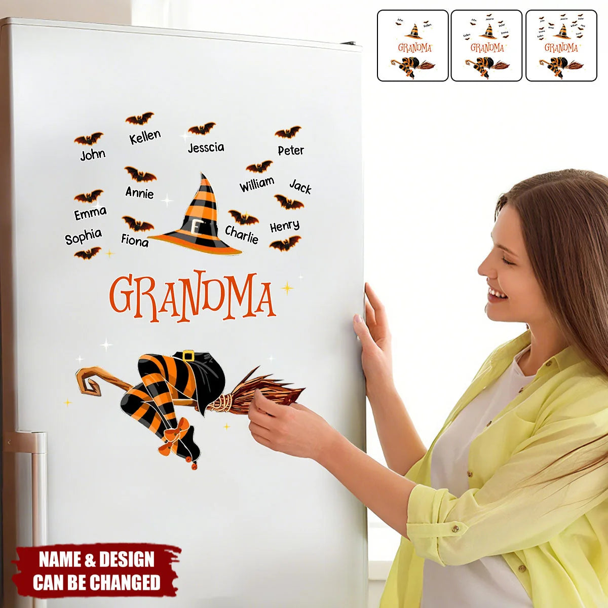 Custom Grandma Witch Decal - Personalized Halloween Sticker Gift for Grandma