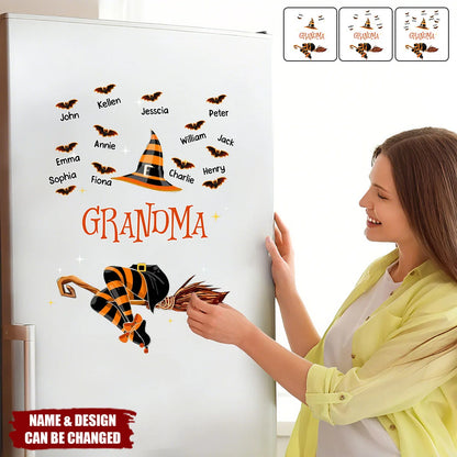 Custom Grandma Witch Decal - Personalized Halloween Sticker Gift for Grandma