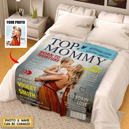 Personalized "Top Mommy" Blanket - Custom Photo Keepsake Gift for Mom