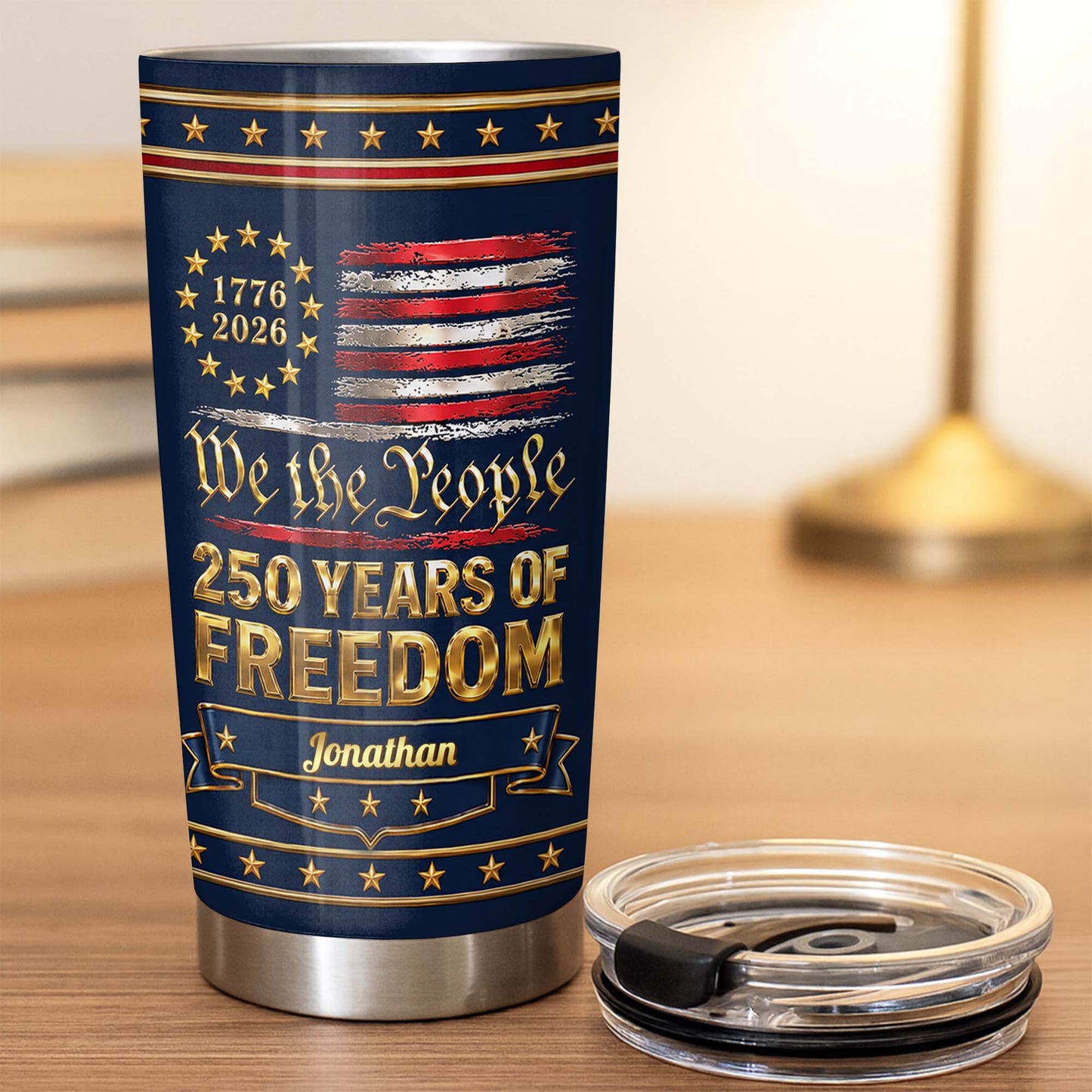 Patriotic American Flag Tumbler for Military / Veteran with personalized design details for meaningful gifting image 6