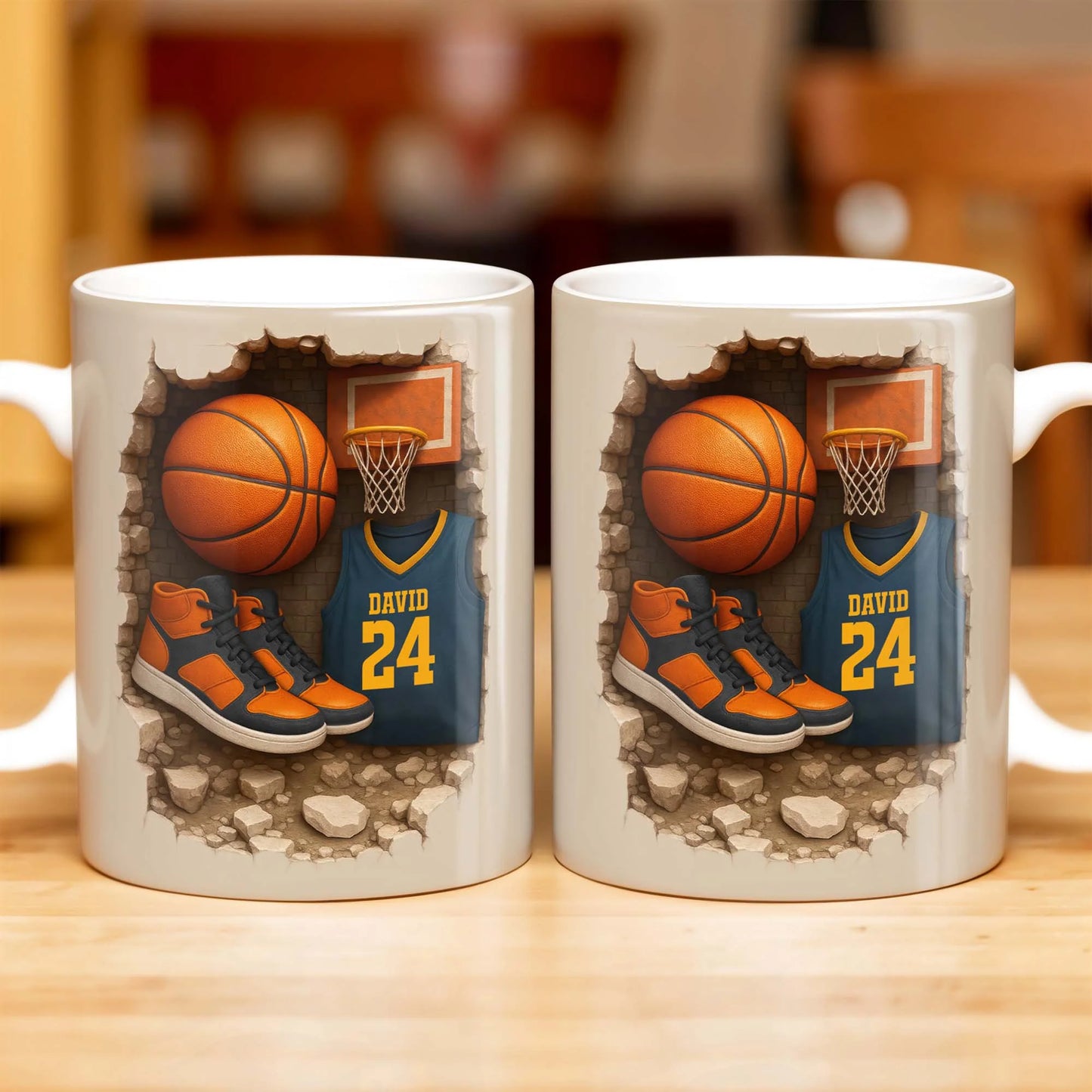 Mug material and size view - Personalized Basketball Mug