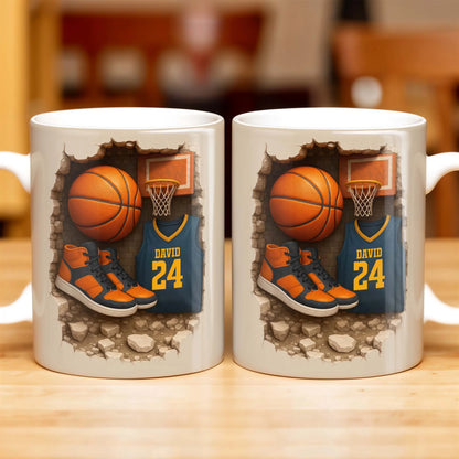 Mug material and size view - Personalized Basketball Mug