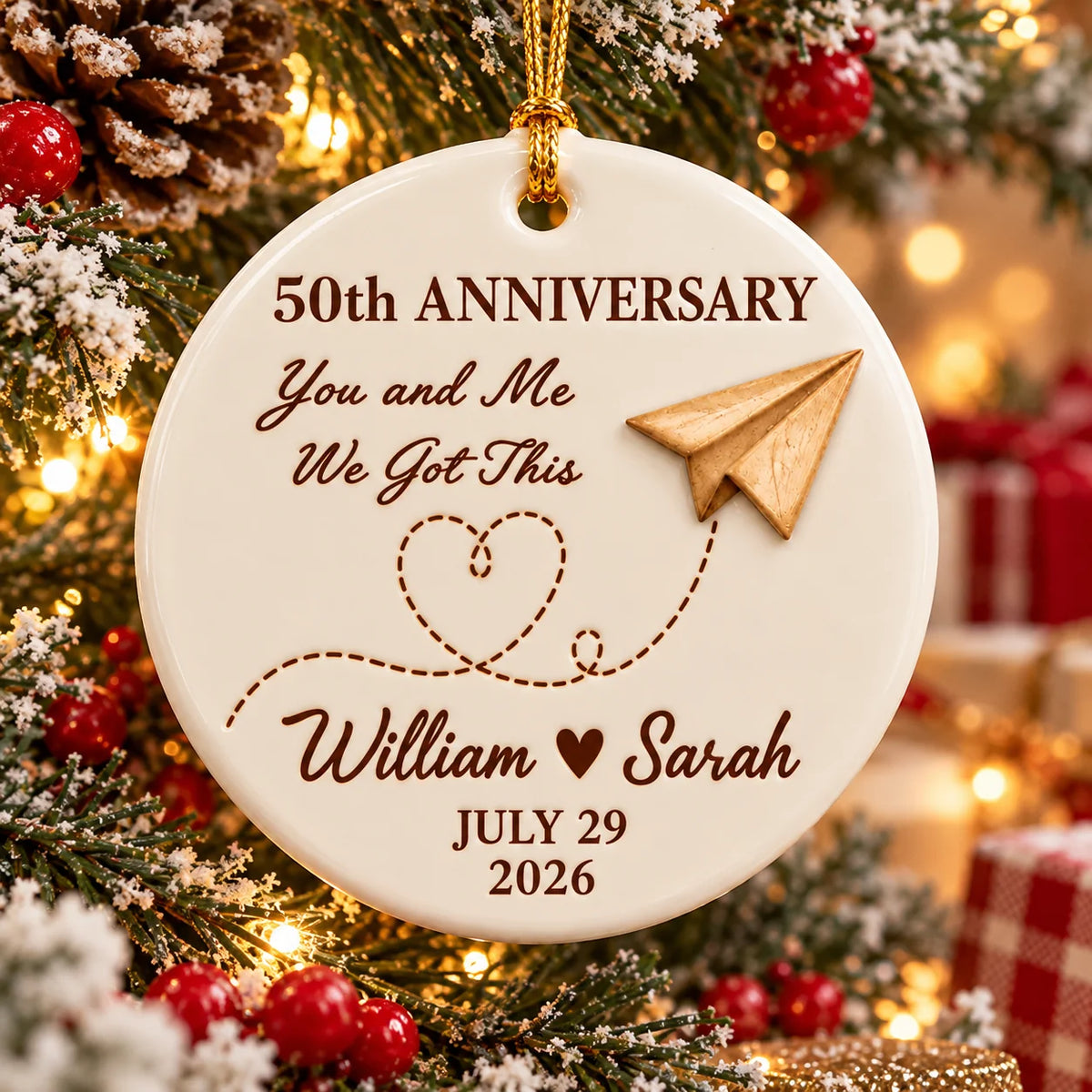 Personalized Anniversary Paper Plane Ornament - Raised 3D Glazed Ceramic Keepsake with Names and Date for Couple, Husband, Wife - Personalized Circle Ceramic 3D Orname 4c3741d1-9bc1-4bc7-87b6-b47340864547-0364ceeb-549f-4ad3-879a-37cf2cd8c5b9.png
