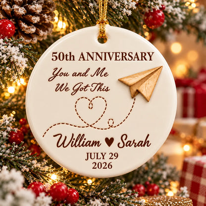 Personalized Anniversary Paper Plane Ornament - Raised 3D Glazed Ceramic Keepsake with Names and Date for Couple, Husband, Wife - Personalized Circle Ceramic 3D Orname 4c3741d1-9bc1-4bc7-87b6-b47340864547-0364ceeb-549f-4ad3-879a-37cf2cd8c5b9.png