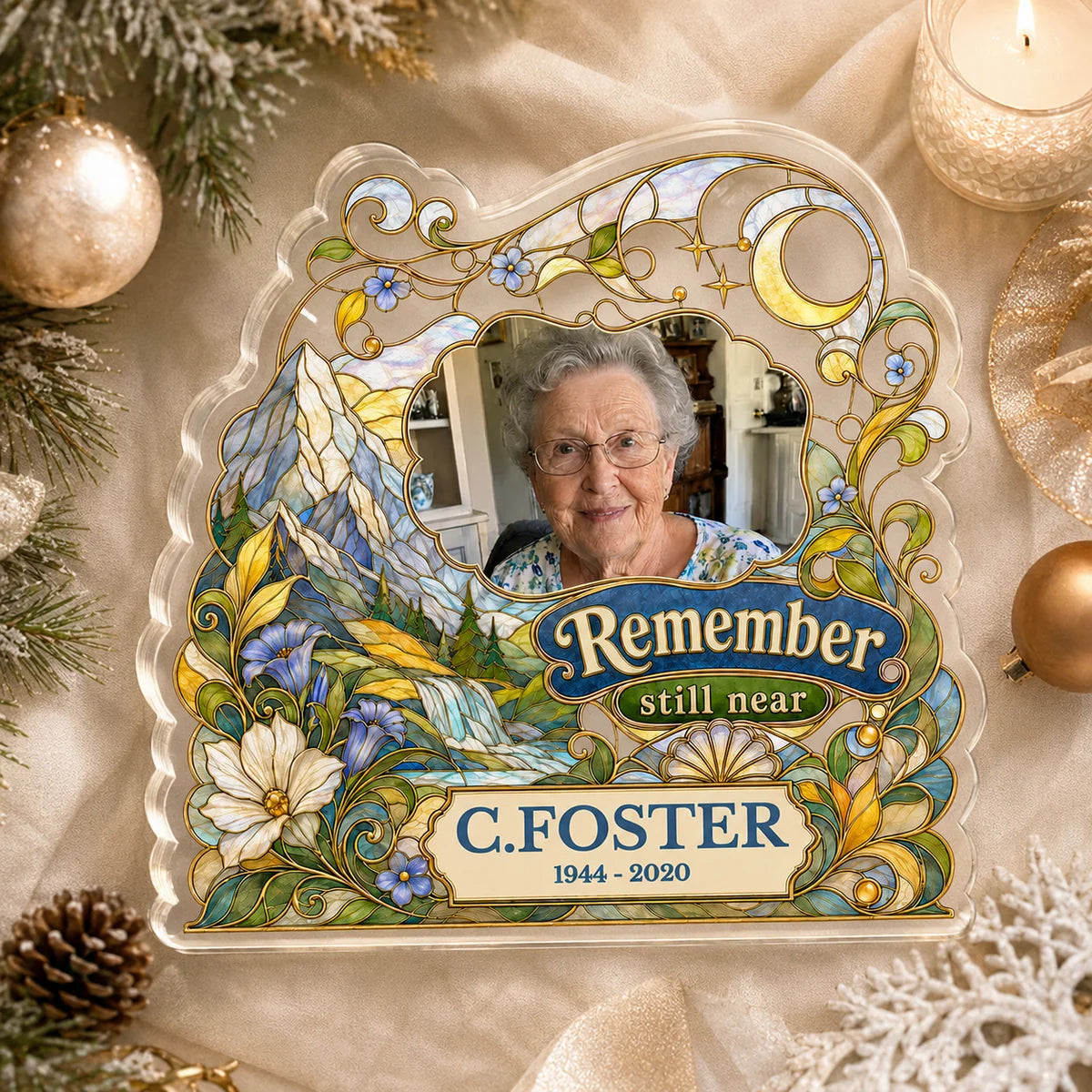 Christmas Remembrance Personalized Acrylic Plaque - Custom Memorial Photo Keepsake for Loss of Loved One