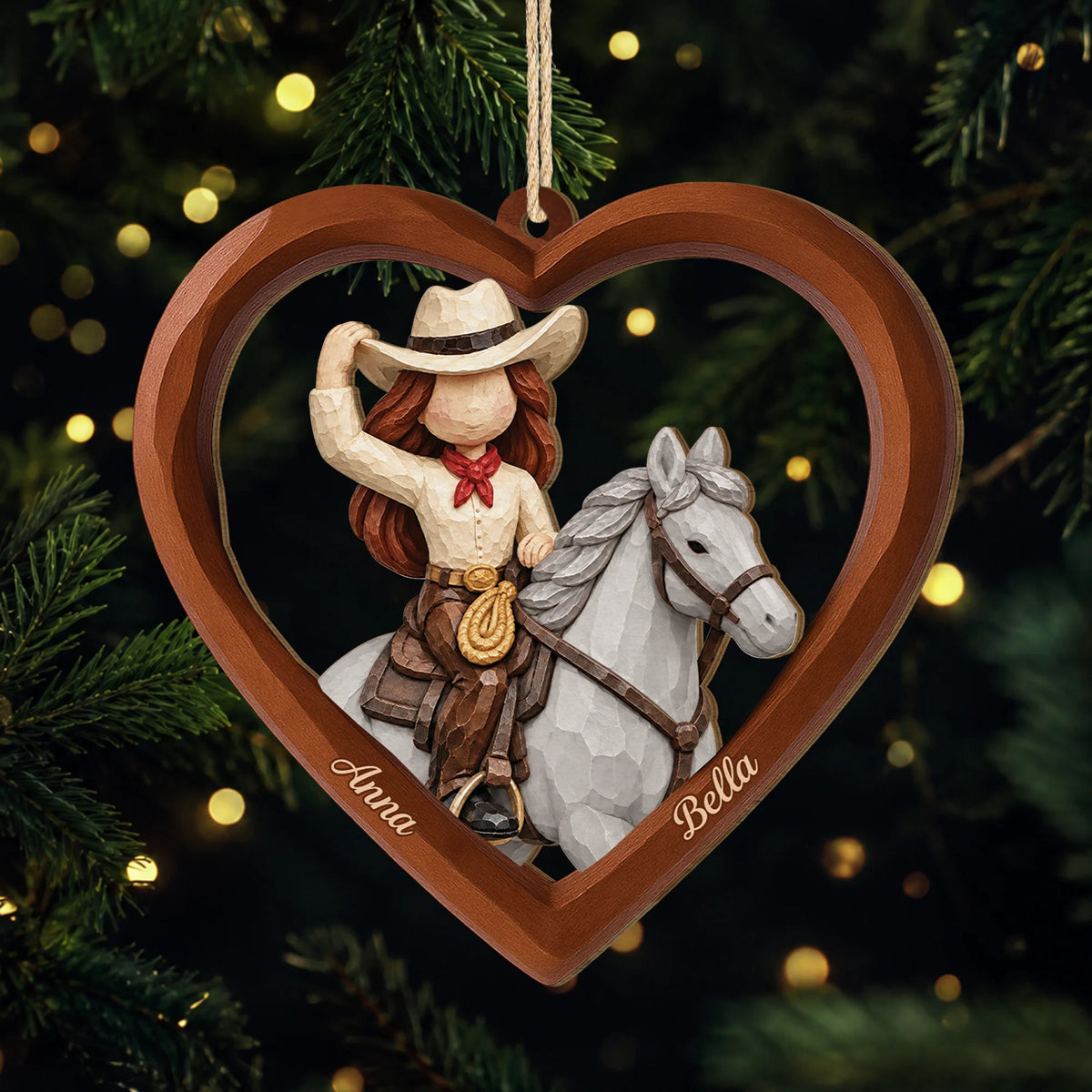 Personalized Horse Rider Wooden Ornament - Custom Christmas Keepsake Gift for Daughter