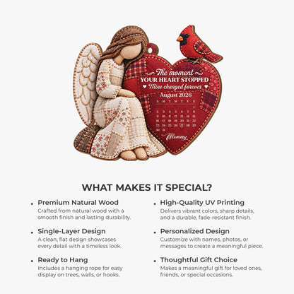 The Moment Your Heart Stopped Mine Changed Forever - Personalized Memorial Wooden Ornament for Mom Grandma