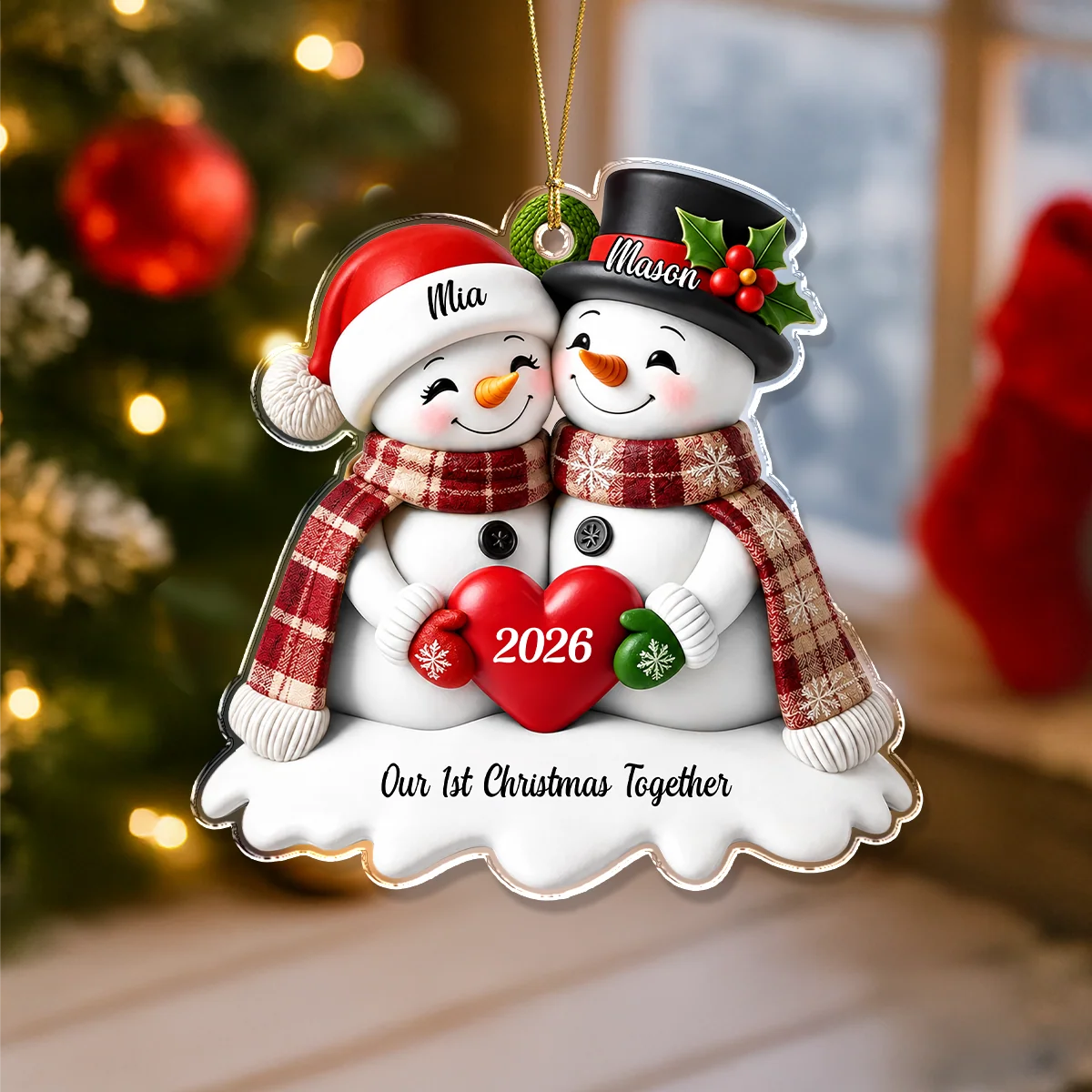 Our 1st Christmas Together - Personalized Snowman Couple Acrylic Ornament
