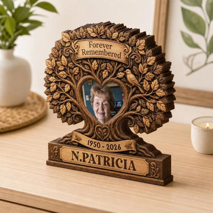 Forever Remembered Custom Photo Wooden Block - Personalized Memorial Sympathy Gift