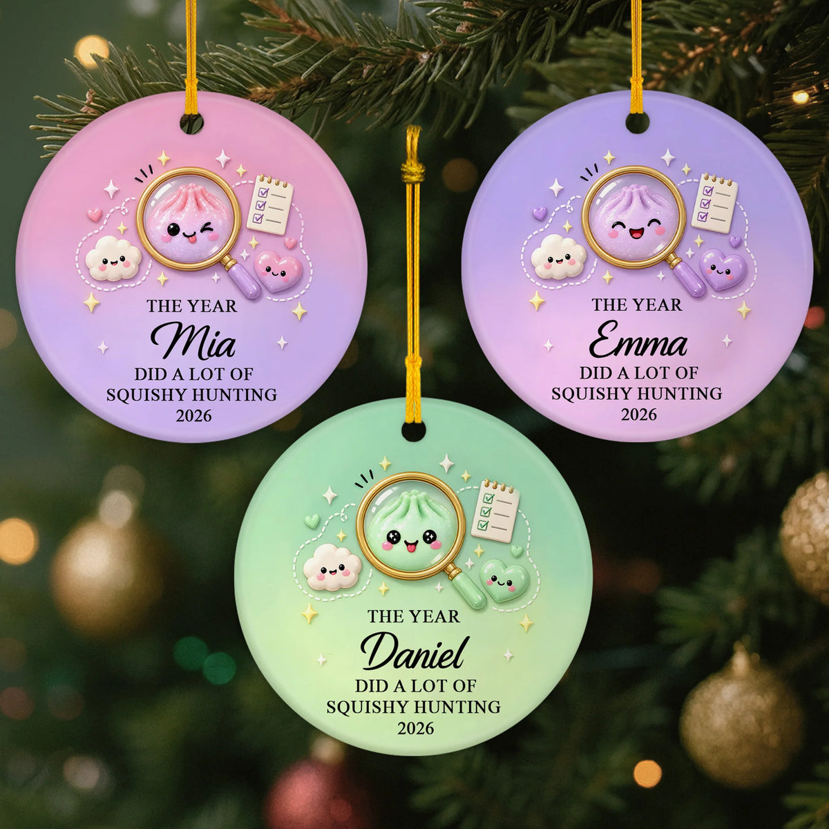 The Year I Did A Lot Of Squishy Hunting Personalized Ceramic Ornament - Custom Kids Christmas Keepsake Gift