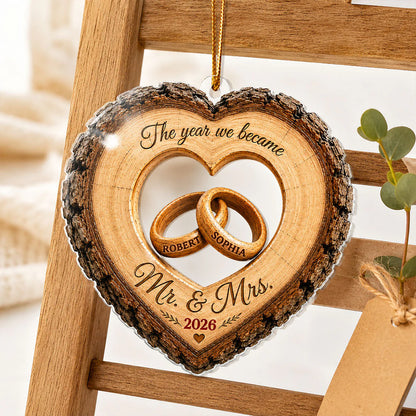 Acrylic Ornament material and size view - Custom Couple Anniversary Ornament
