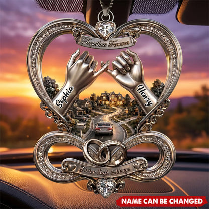 Custom Infinity Car Ornament for Couples with personalized design details for meaningful gifting