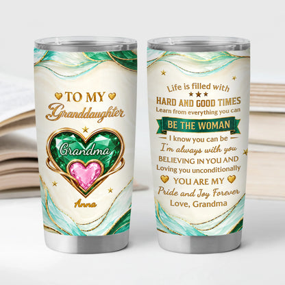"To My Daughter" Personalized Emerald Heart Tumbler - Heartwarming Gift for Your Daughter