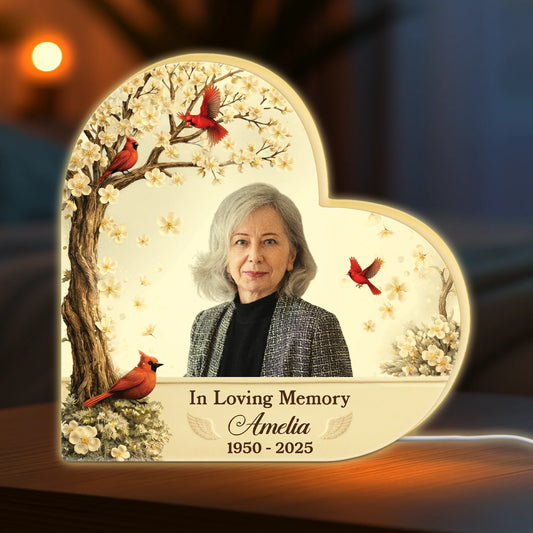 In Loving Memory Custom Memorial Light Box - Personalized Photo Gift for Mom Dad