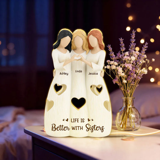 "Life is Better with Sisters" Personalized Acrylic Light Box - Custom Gift for Sister