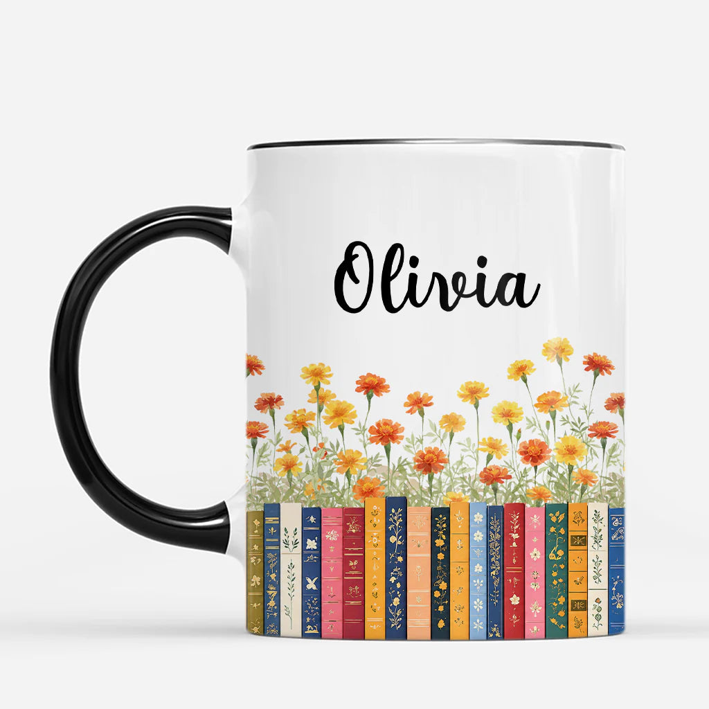 Custom Birth Month Flower Bookshelf Mug personalization view for Mom