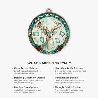 "Family Love Knows No Distance" - Personalized Long Distance Family Acrylic Ornament
