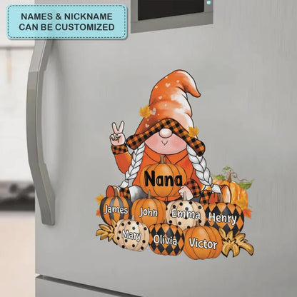 Nana's Pumpkins Personalized Fall Decal - Custom Grandkids Gnome Sticker for Grandma
