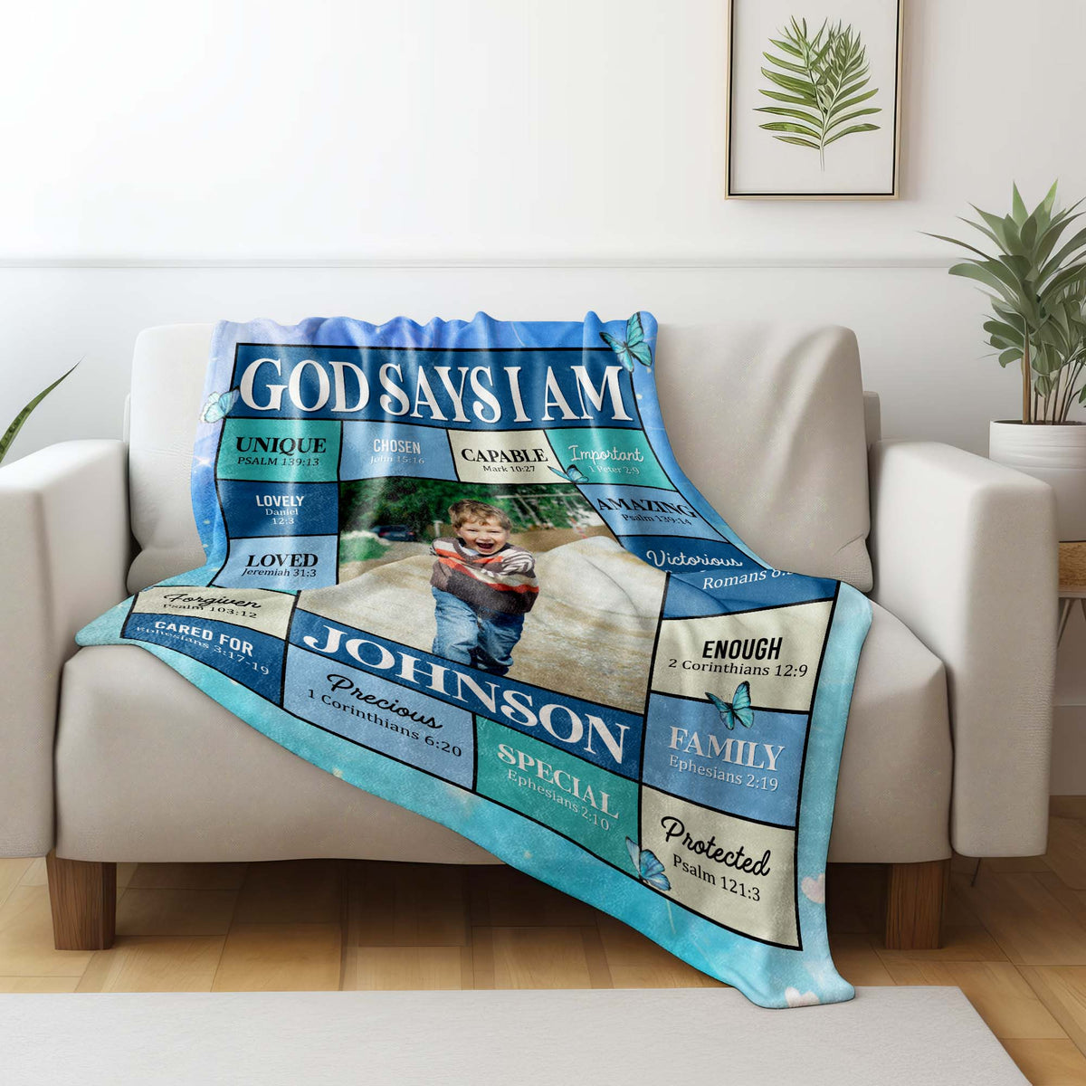 God Says I Am Unique Chosen Capable Special Custom Blanket