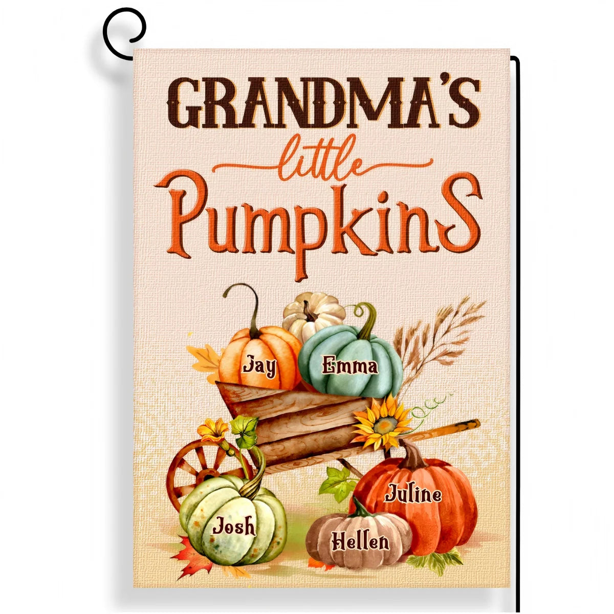 "Grandma's Little Pumpkins" Personalized Garden Flag - Custom Fall Decor for Grandma
