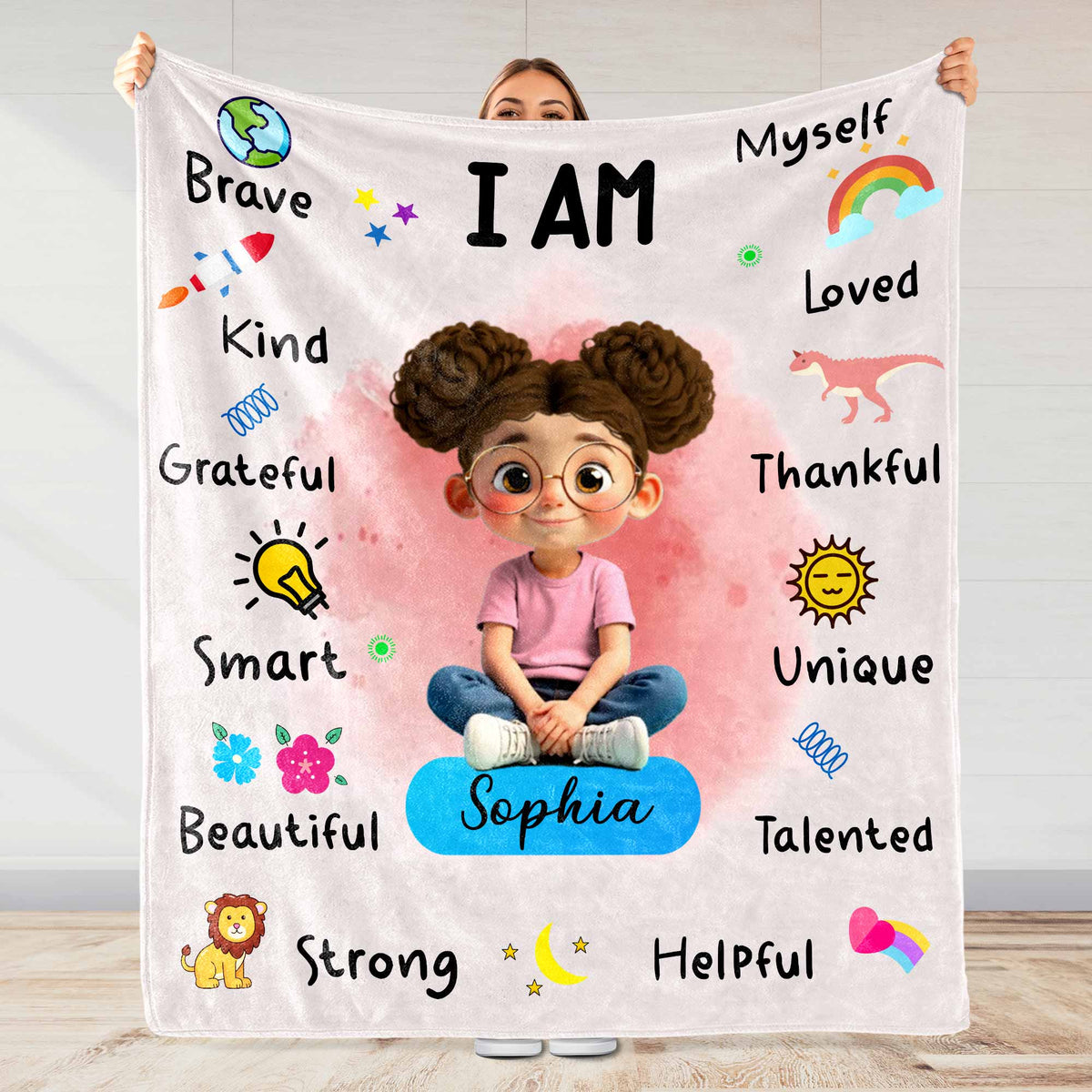 I Am Brave, Kind, Grateful Smart Beautiful Blanket