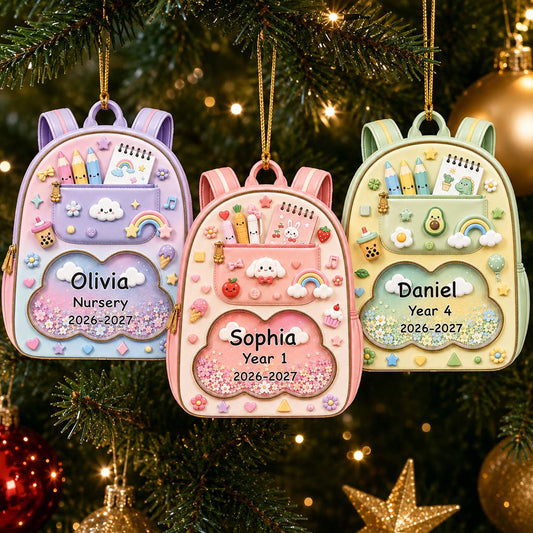 Personalized School Backpack Acrylic Ornament - Custom School Year Keepsake Gift