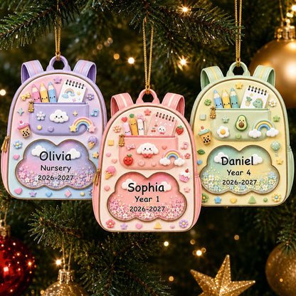 Personalized School Backpack Acrylic Ornament - Custom School Year Keepsake Gift