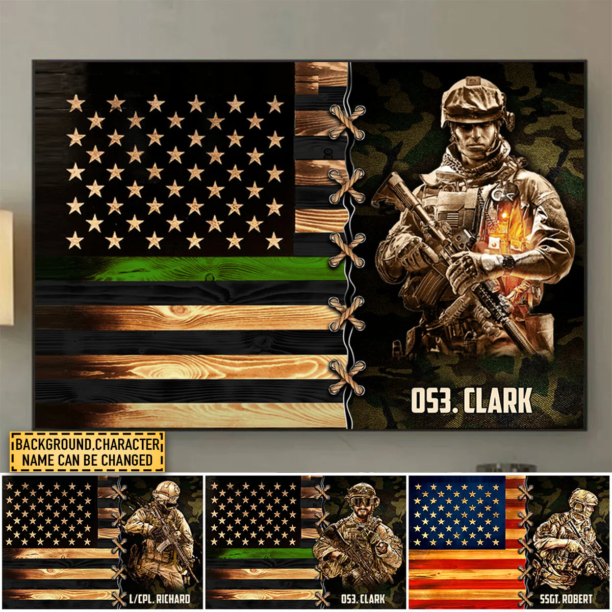 Personalized Military Veteran Canvas Art personalization view for Dad