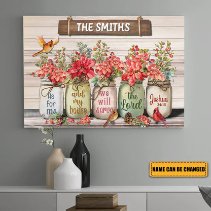 "As For Me And My House" Personalized Canvas / Poster Art - Custom Scripture Cardinal Family Name Wall Decor