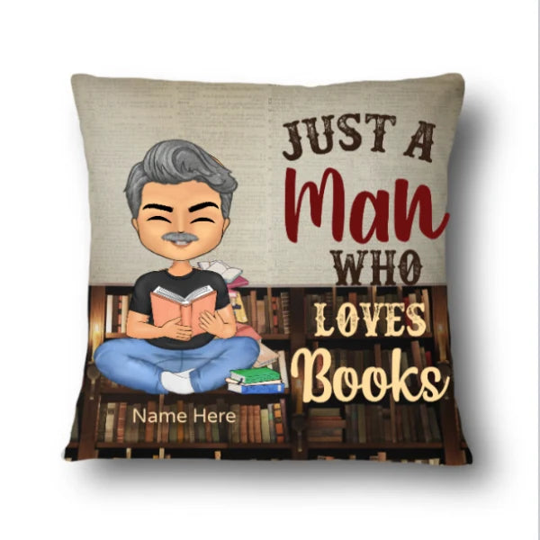 Just A Boy Who Loves Books Personalized Pillow - Custom Reading Gift for Book Lovers