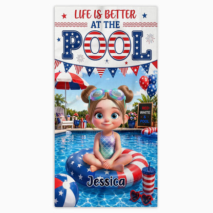 Personalized Patriotic Girl Pool Beach Towel for Daughter/Granddaughter image 9