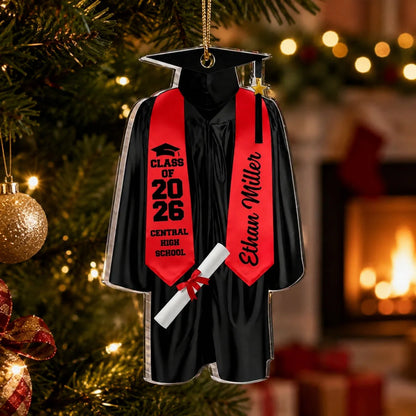 Class of 2026 Personalized Graduation Ornament - Custom Cap and Gown Keepsake for Graduate