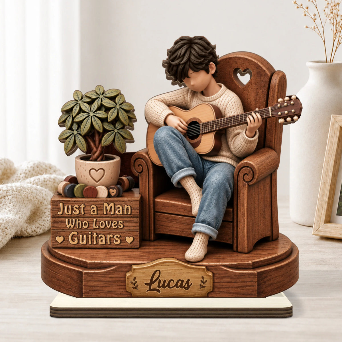 Just A Girl Who Loves Guitars Personalized Wooden Plaque - Custom Gift for Guitar Lovers