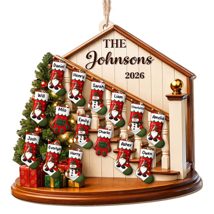 Family Christmas Staircase Personalized Wood Ornament - Christmas Keepsake for Mom and Dad*