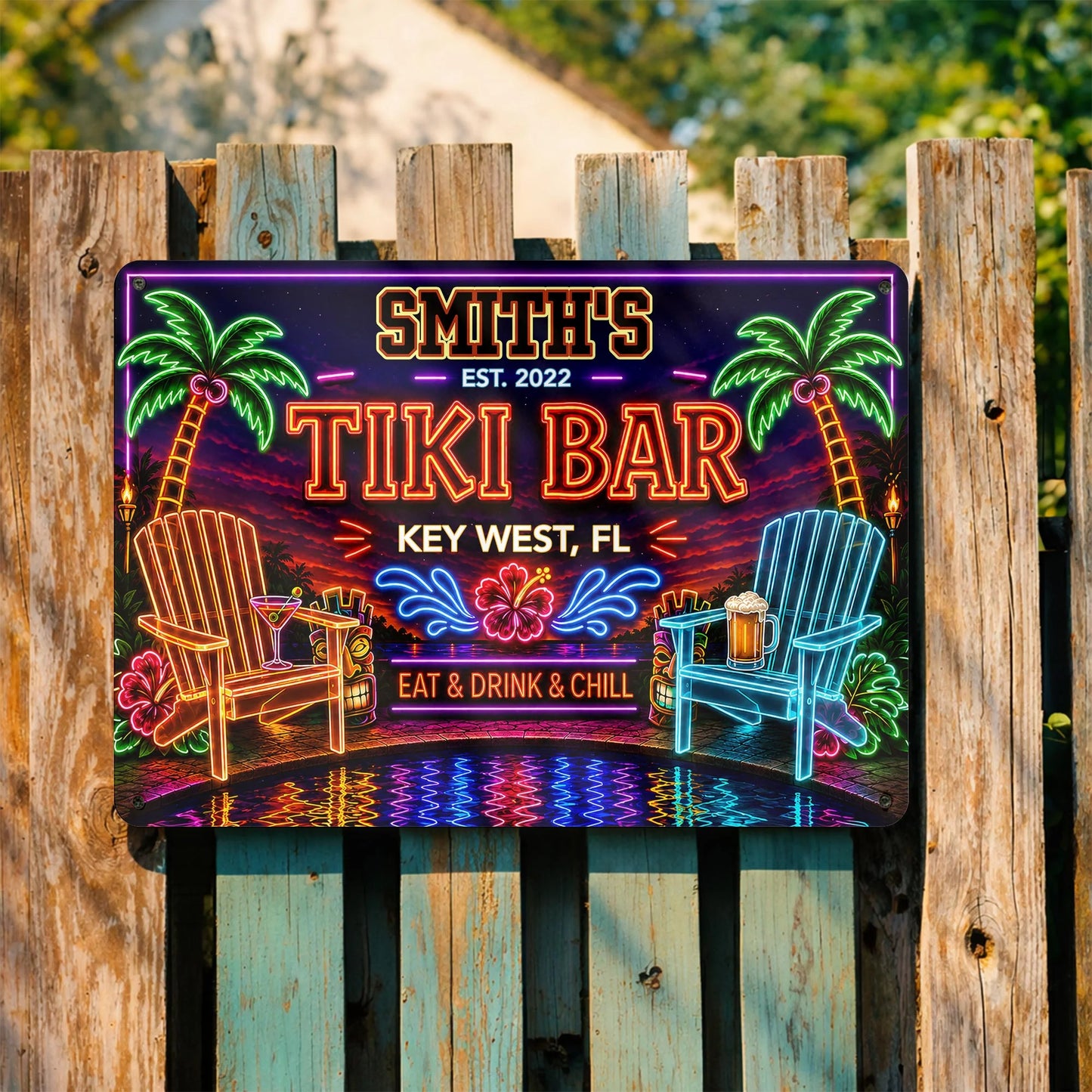 Personalized Tiki Bar Metal Sign personalization view for Dad