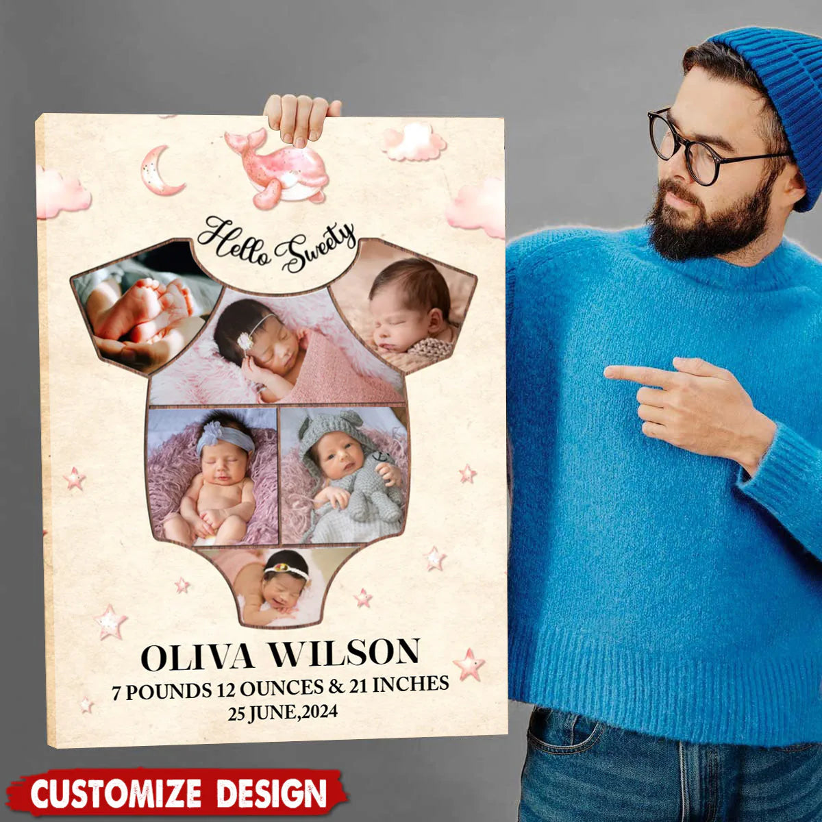 Custom Baby Collage Photo Canvas for Mom with personalized design details for meaningful gifting image 6