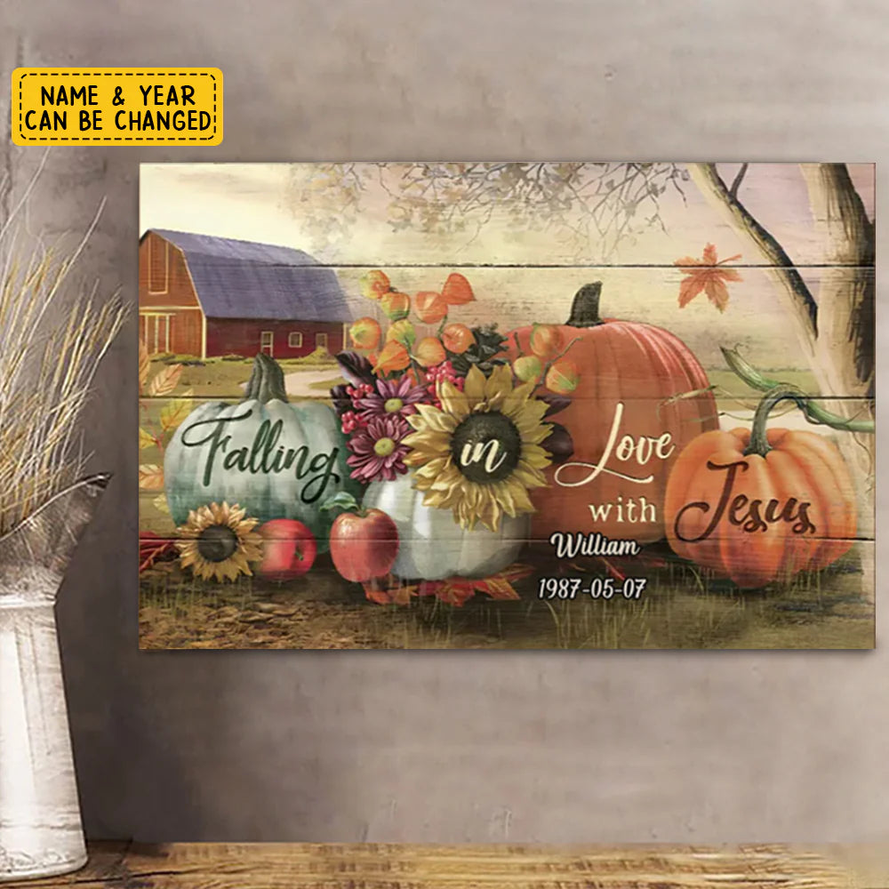 Canvas / Poster material and size view - Custom Falling In Love With Jesus Autumn Canvas