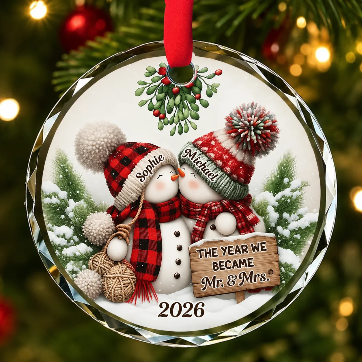 "The Year We Became Mr & Mrs" Personalized Glass Ornament - Custom First Married Christmas Keepsake Gift for Couples