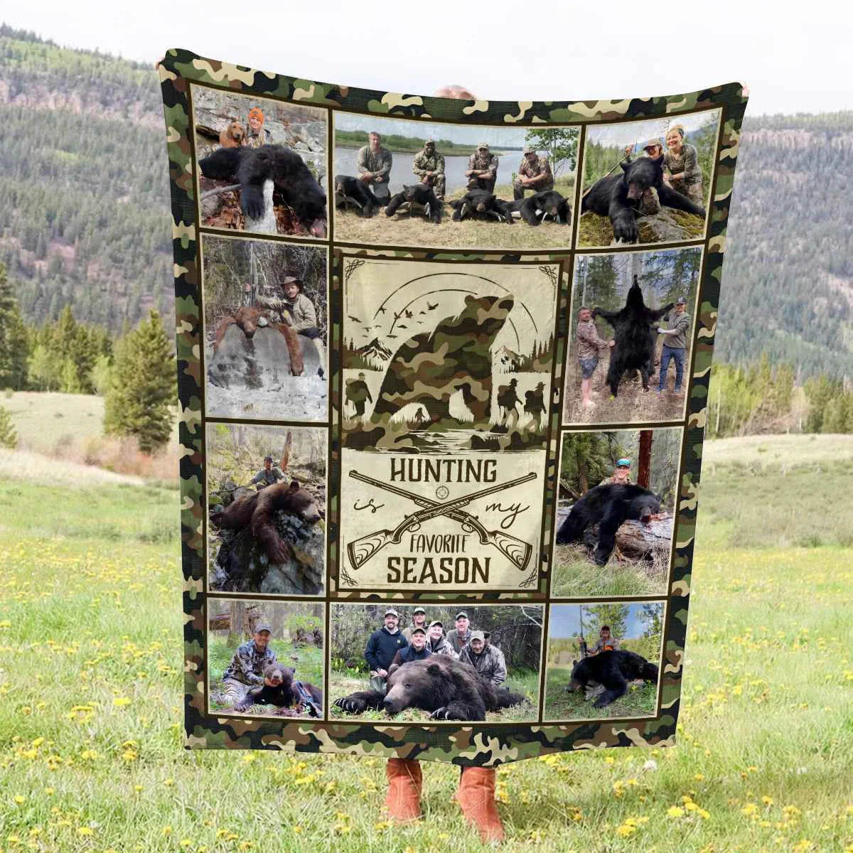 Personalized Bear Hunting Blanket personalization view for Dad